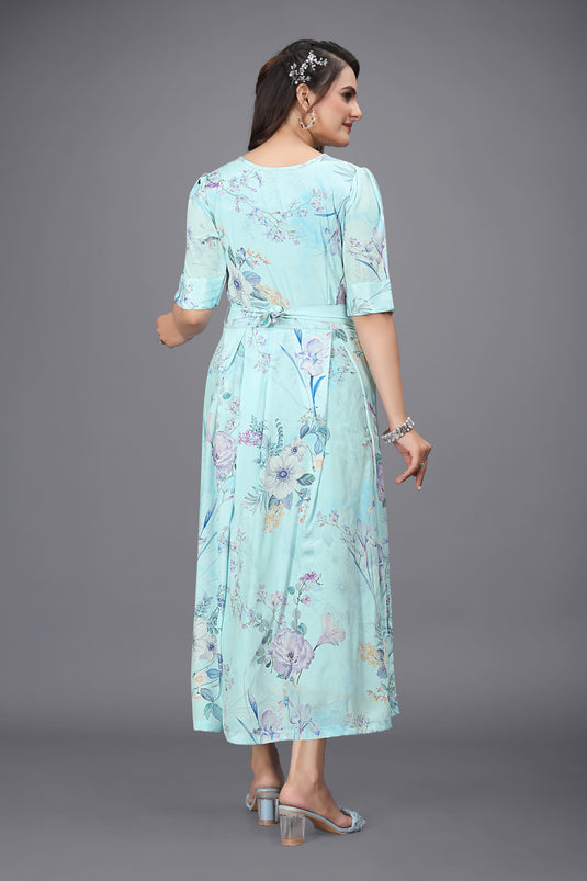 The Vendorvilla New Turkish Crepe Long Calf Length Printed Kurti - thevendorvilla