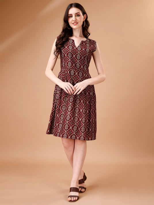 Chanderi Sleeveless Short Dress