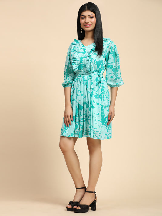 Tie Dye Party Wear Georgette Short Dress