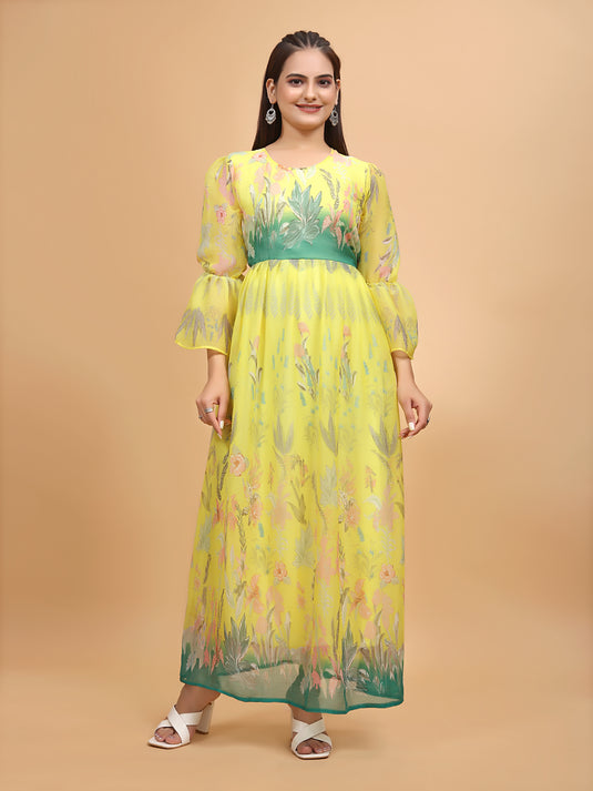 Blooming Elegance: Floral Printed Maxi Dress in Luxuriously Soft Chiffon