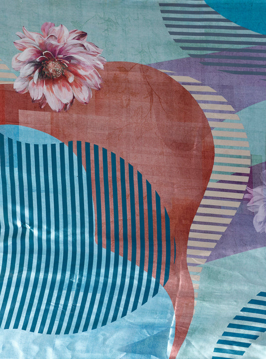 Women's Abstract Blue Printed Satin Saree