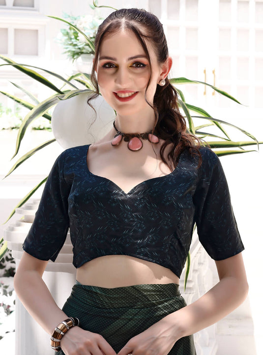 Black Digital Printed Soft Satin Saree