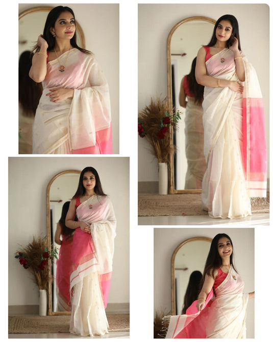 Luxurious Linen: The Soft Slub Saree