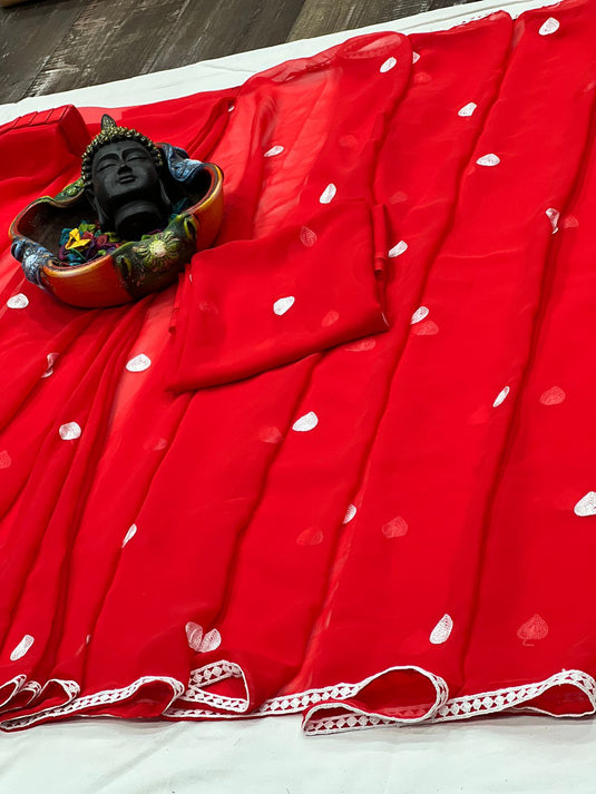 Pure Georgette Printed Ready To Wear Saree - thevendorvilla