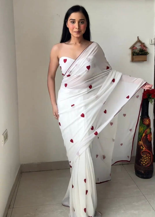 Pure Georgette Printed Ready To Wear Saree - thevendorvilla