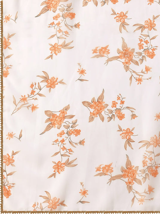 Printed Georgette Calf Length Floral Summer Dress With Dupatta - thevendorvilla