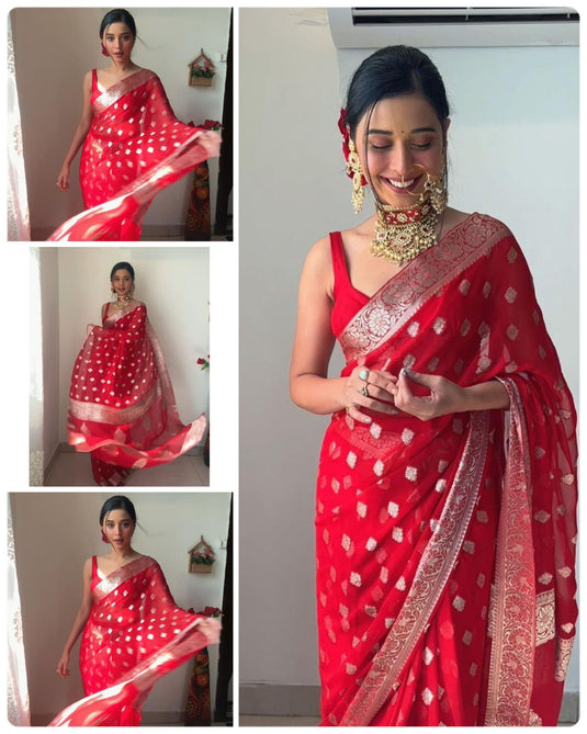 Luxurious Linen: The Soft Slub Ready Wear Saree