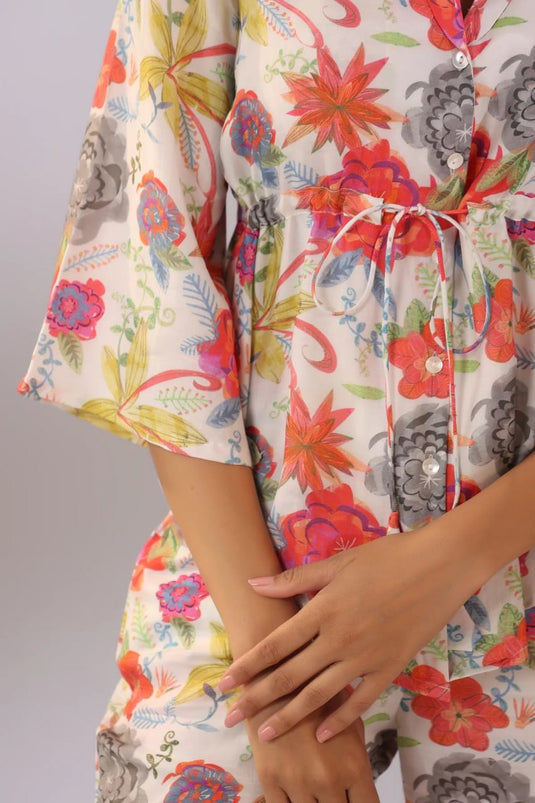 Elevate your wardrobe Cotton Printed Off White Co-ord Set - thevendorvilla