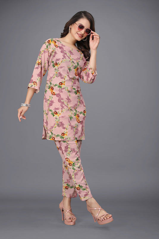 The Vendorvilla Women's Foil Printed Short Chanderi Cotton Kurta Set - thevendorvilla