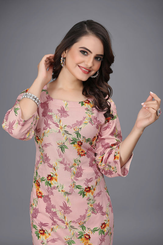 The Vendorvilla Women's Foil Printed Short Chanderi Cotton Kurta Set - thevendorvilla
