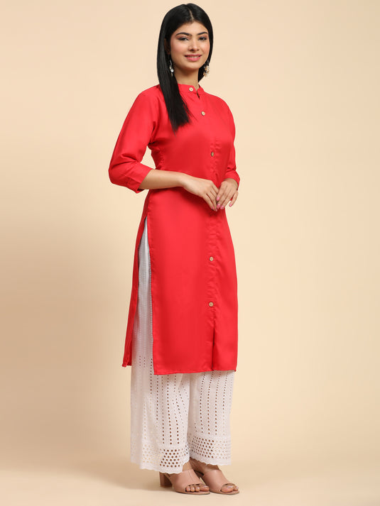 Rayon Fancy Calf Length Straight Kurti For Women