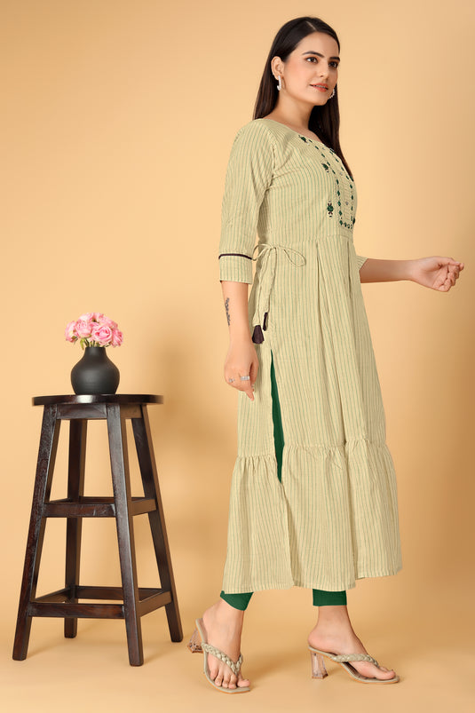 The Vendorvilla Cotton Chanderi Embroidered Kurti For Women - thevendorvilla