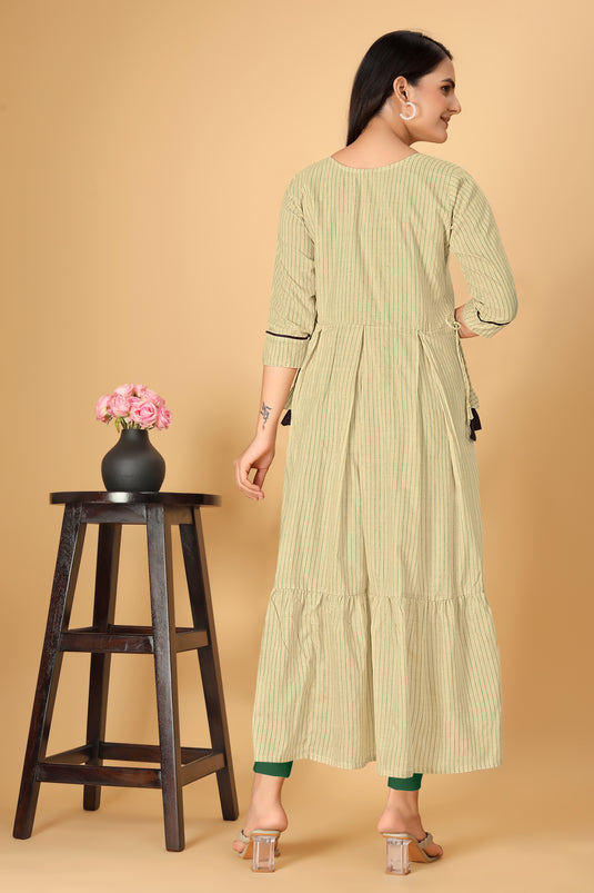 The Vendorvilla Cotton Chanderi Embroidered Kurti For Women - thevendorvilla