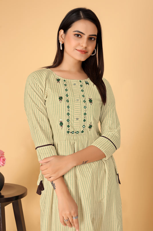 The Vendorvilla Cotton Chanderi Embroidered Kurti For Women - thevendorvilla