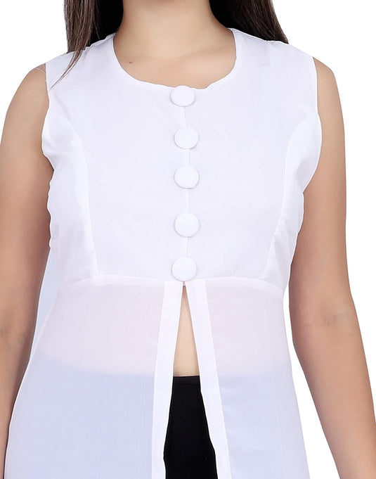 The Vendorvilla Long Plain Front Slit Fancy Georgette Kurti For Women - thevendorvilla