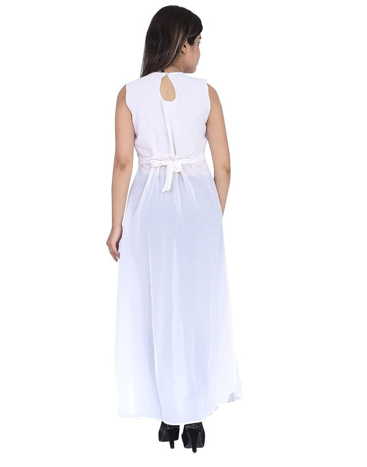 The Vendorvilla Long Plain Front Slit Fancy Georgette Kurti For Women - thevendorvilla