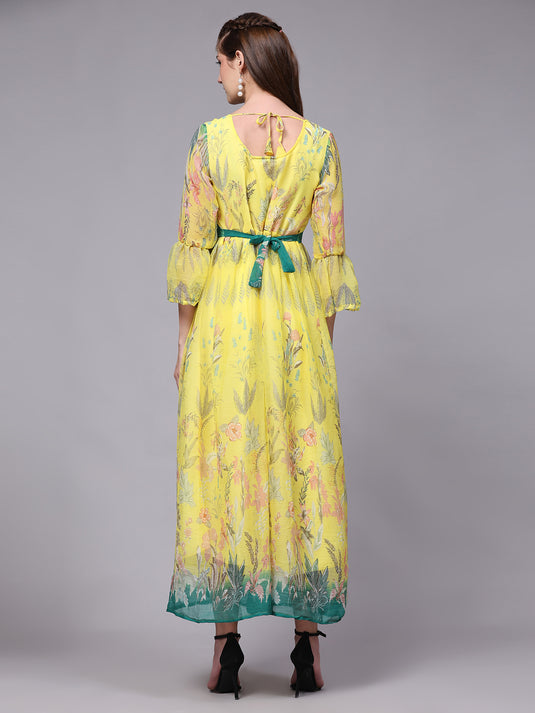 Blooming Elegance: Floral Printed Maxi Dress in Luxuriously Soft Chiffon
