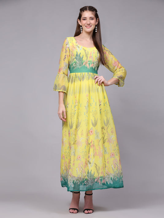 Blooming Elegance: Floral Printed Maxi Dress in Luxuriously Soft Chiffon