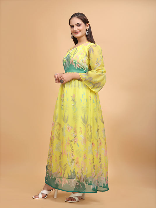 Blooming Elegance: Floral Printed Maxi Dress in Luxuriously Soft Chiffon