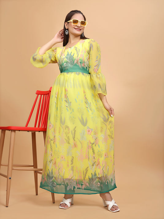 Blooming Elegance: Floral Printed Maxi Dress in Luxuriously Soft Chiffon