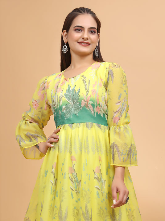 Blooming Elegance: Floral Printed Maxi Dress in Luxuriously Soft Chiffon