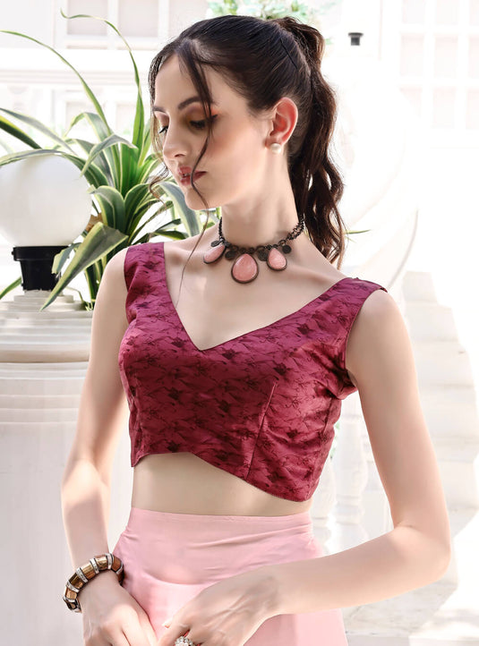 Baby Pink Digital Printed Soft Satin Saree
