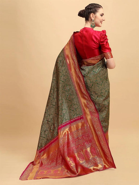 Beautiful Rich Pallu & Jaccquard Work On All Over Saree - thevendorvilla