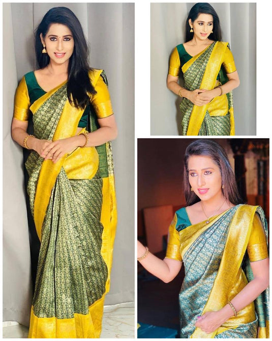 Beautiful Rich Pallu & Jaccquard Work On All Over Saree - thevendorvilla