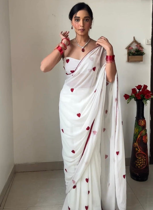 Pure Georgette Printed Ready To Wear Saree - thevendorvilla