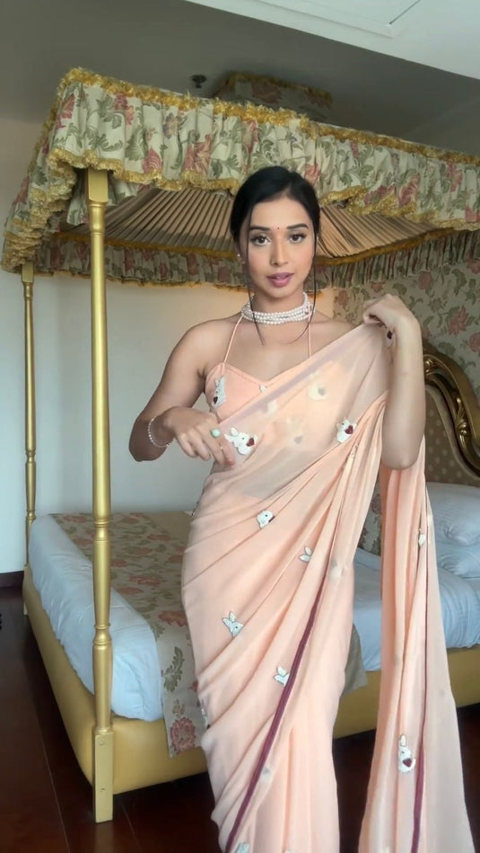 Pure Georgette Ready To Wear Saree