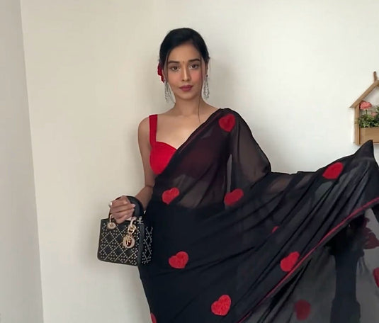 Pure Georgette Printed Ready To Wear Saree