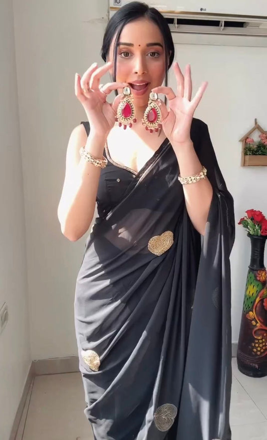 Pure Georgette Printed Ready To Wear Saree