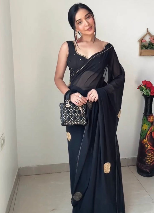 Pure Georgette Printed Ready To Wear Saree