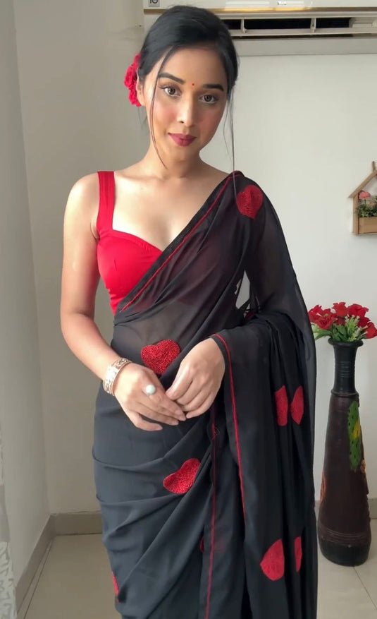 Pure Georgette Printed Ready To Wear Saree