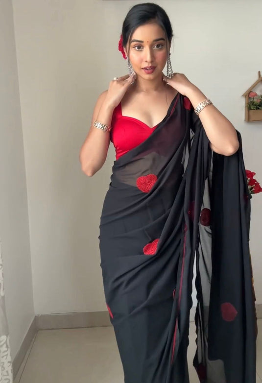 Pure Georgette Printed Ready To Wear Saree