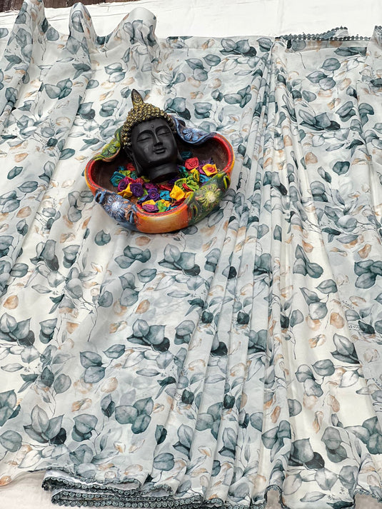 Pure Georgette Floral Printed Ready To Wear Saree - thevendorvilla