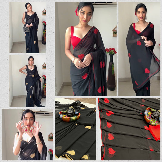 Pure Georgette Printed Ready To Wear Saree