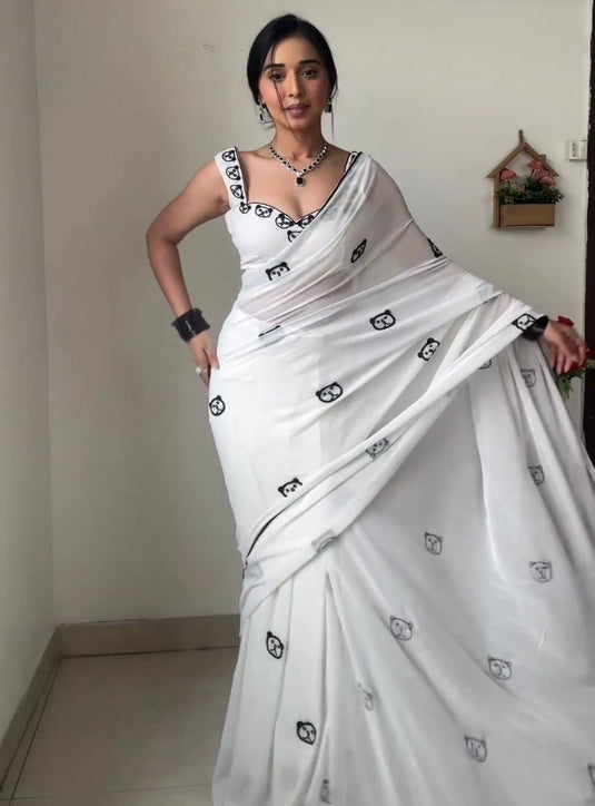Pure Georgette Printed Ready To Wear Saree