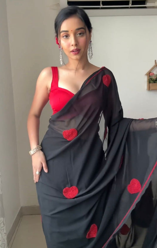 Pure Georgette Printed Ready To Wear Saree