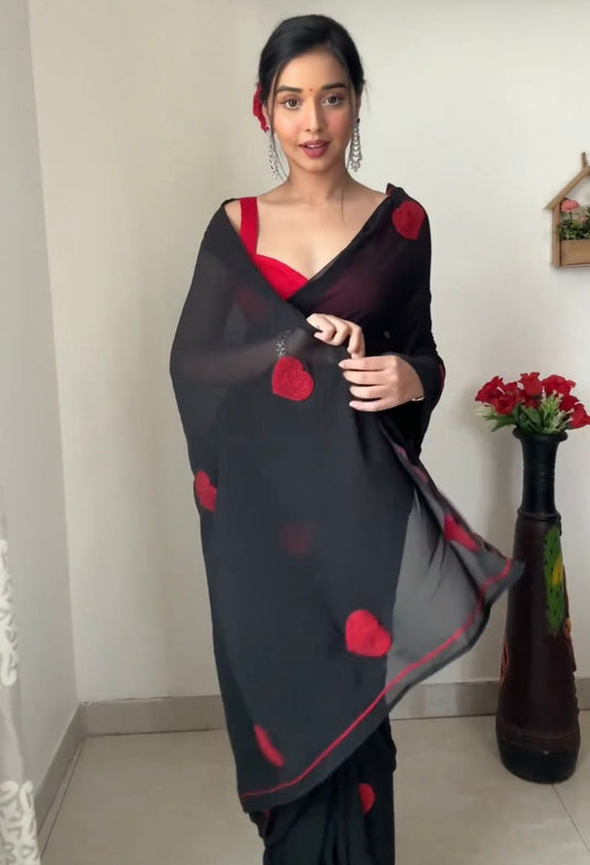 Pure Georgette Printed Ready To Wear Saree