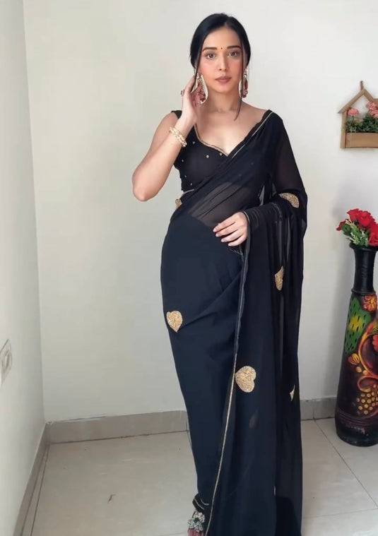 Pure Georgette Printed Ready To Wear Saree