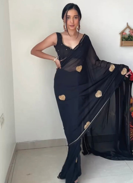 Pure Georgette Printed Ready To Wear Saree