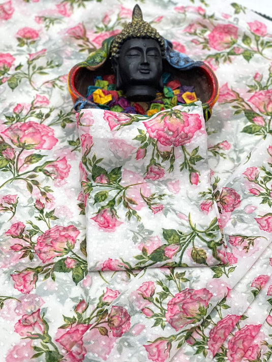 Pure Georgette Floral Printed Ready To Wear Saree