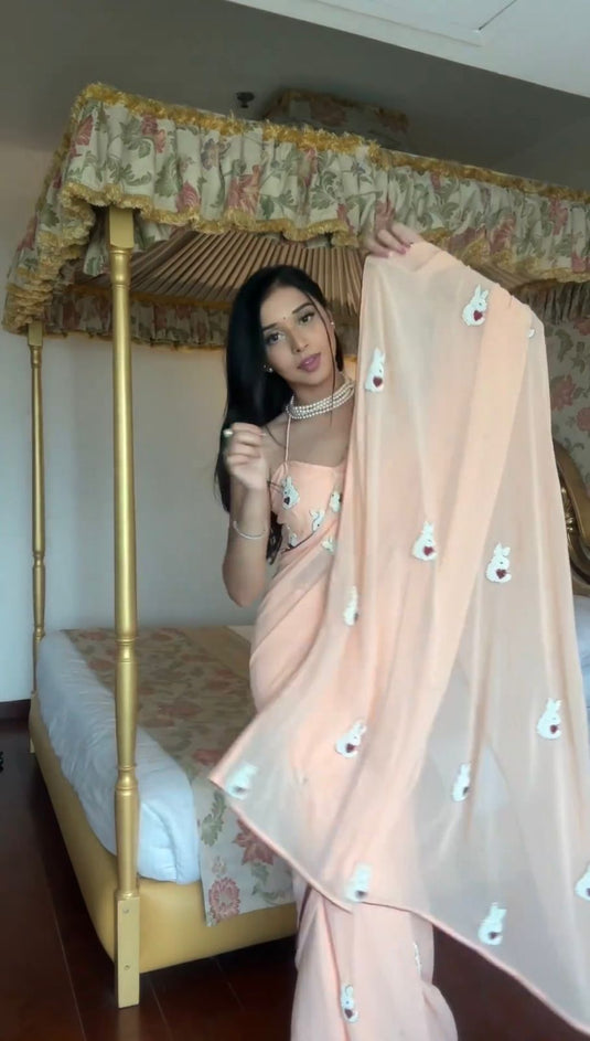 Pure Georgette Ready To Wear Saree