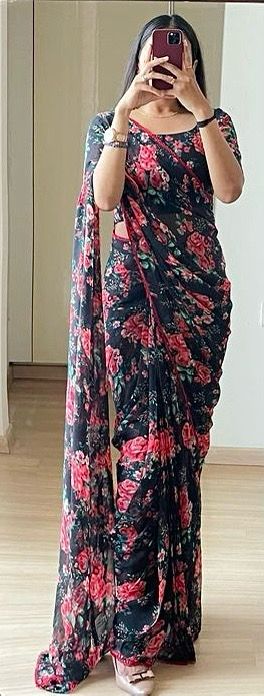 Pure Georgette Ready To Wear Saree
