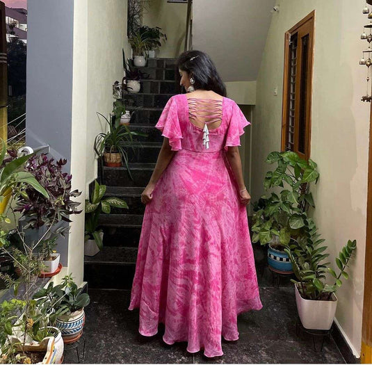 The Vendorvilla Flared Umbrella Print Anarkali Long Dress For Women - thevendorvilla