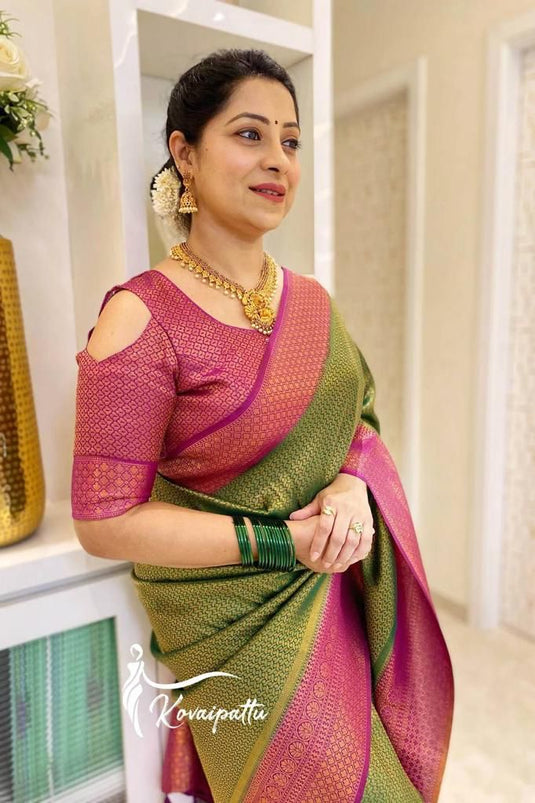 Beautiful Rich Pallu & Jaccquard Work On All Over Saree - thevendorvilla