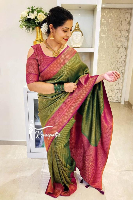 Beautiful Rich Pallu & Jaccquard Work On All Over Saree - thevendorvilla