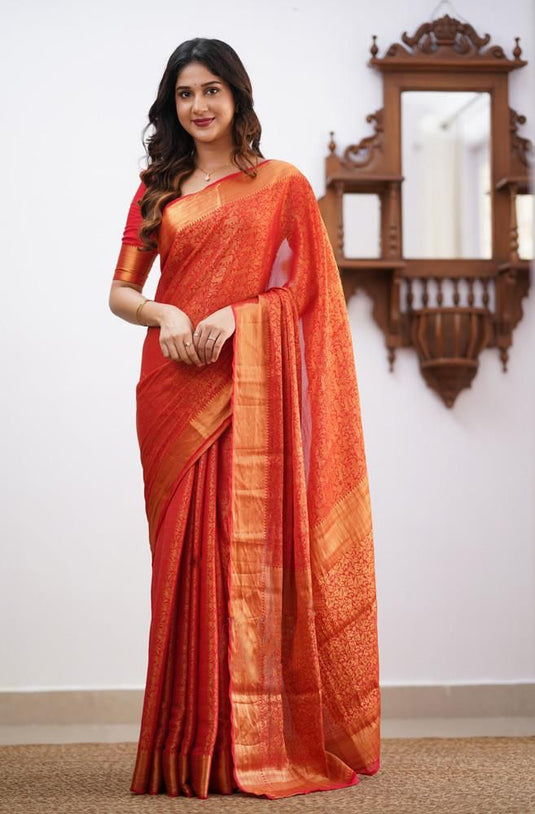 Beautiful Rich Pallu & Jaccquard Work On All Over Saree - thevendorvilla