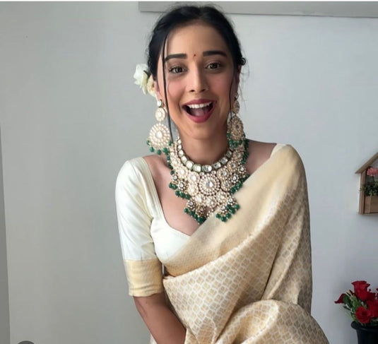 Beautiful Rich Pallu & Jaccquard Work On All Over Saree - thevendorvilla